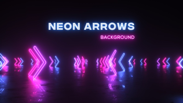 Neon Glowng Arrows On Reflected Floor