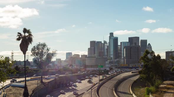 Downtown Los Angeles With Clouds Day