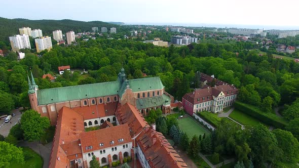 Aerial view of the Oliwa park in Sopot, Poland