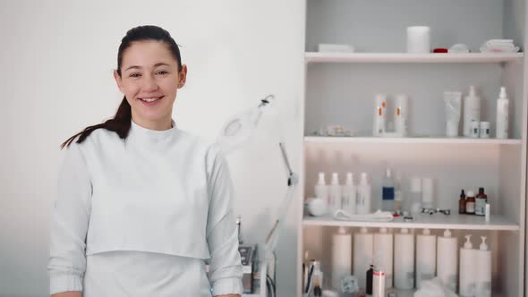 Portrait of a Beautician in a Beauty Salon