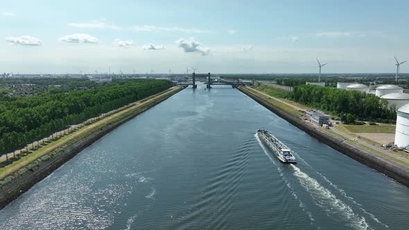 Liquid Cargo Tanker Vessel Transporting Cargo Through the Rotterdam Port