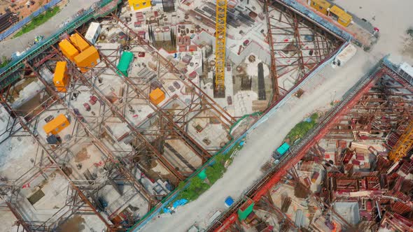 Top down view of construction site in Hong Kong