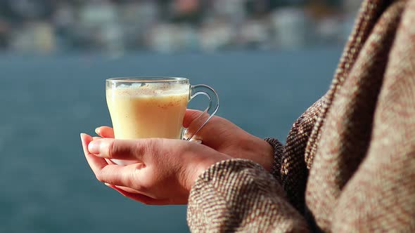 Masala Tea in the Front Bosphorus Bay in the Background