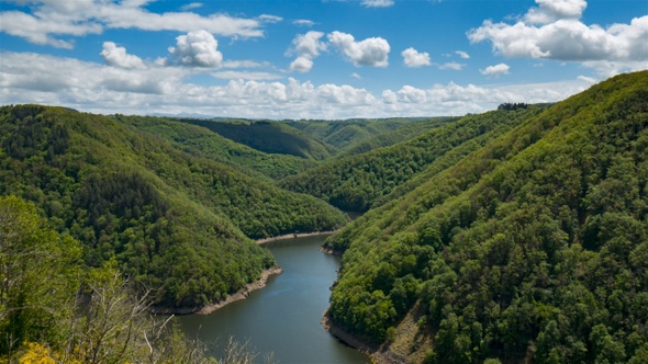 Valley of Gratte Bruyere, with the Dordogne River, Timelapse, Corrèze