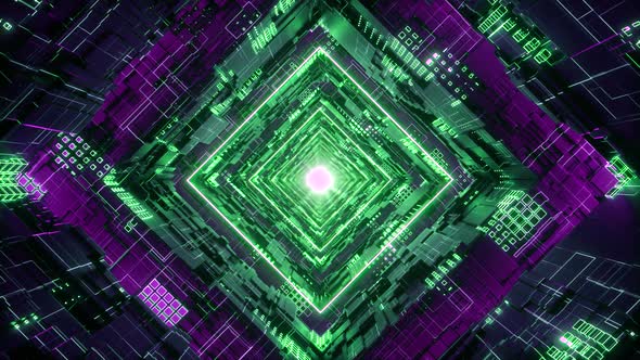 Rhombus Futuristic Neon Tunnel in 