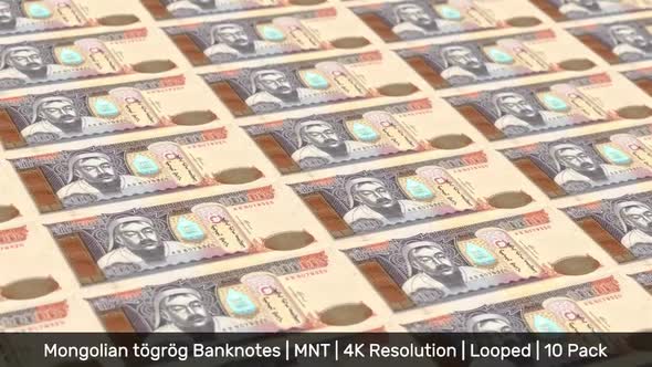 Mongolia Banknotes Money / Mongolian tögrög / Currency ₮ / MNT / 10 Pack - 4K