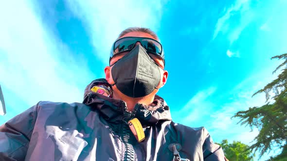 Man Riding a Bike Along the Countryside Selfie Mode