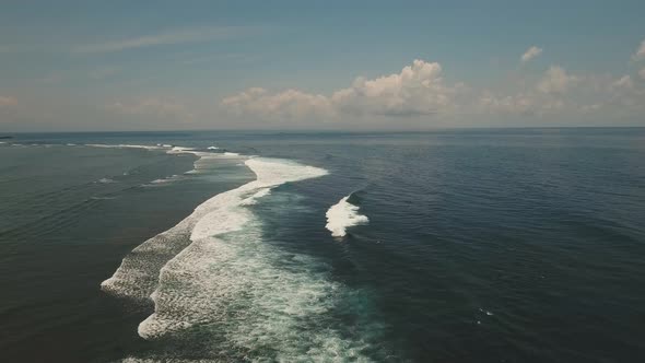 Water Surface with Big Waves, Aerial view