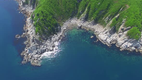 Drone View of the Beautiful Sea Coast with Clear Blue Water