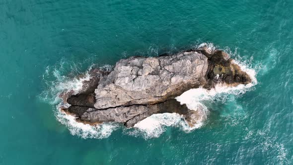 Awesome azure sea rocky texture aerial view 4 K Turkey Alanya