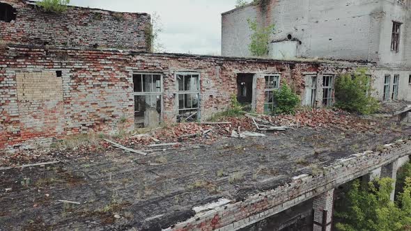 Ruins of abandoned old broken industrial factory