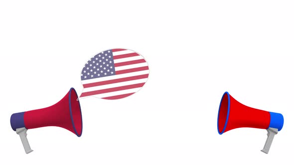 Speech Bubbles with Flags of Puerto Rico and the USA