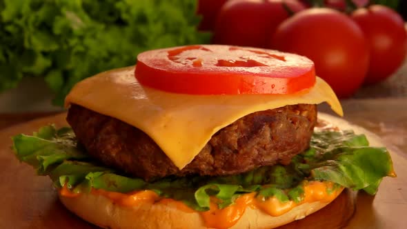 Slice of Tomato Falls on the Burger