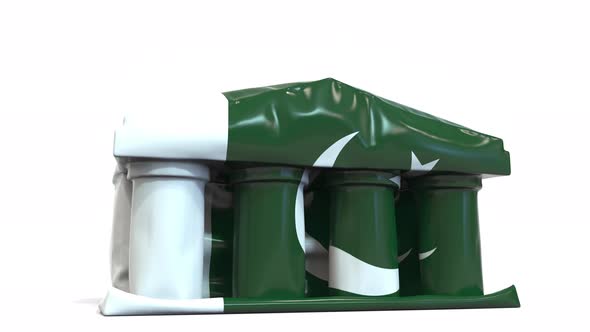 Deflating Bank or Government Building with Flag of Pakistan