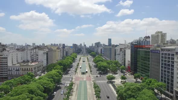 Aerial Drone Scene of Obelisk of Buenos Aires