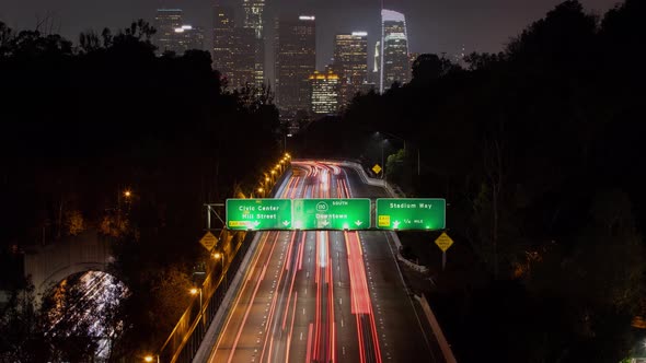 Time Lapse of a Freeway Going Into Los Angeles