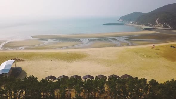 Aerial view of the empty beach