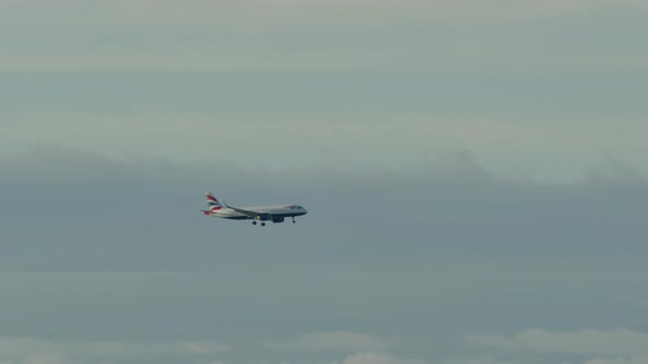 British Airways Plane Descending in the Sky