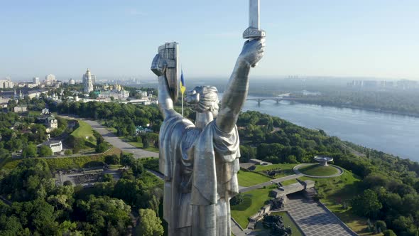 Aerial View of the Mother Motherland Monument in Kiev