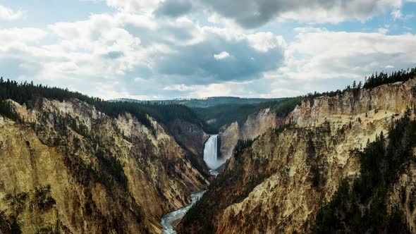 Time lapse of the lower falls on Yellowstone waterfall