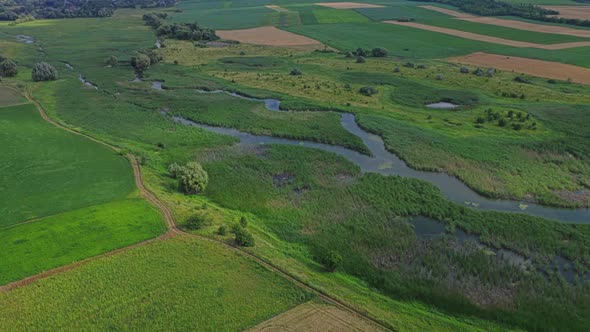 Aerial View River And Field