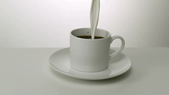 Coffee being poured into coffee cup, Slow Motion