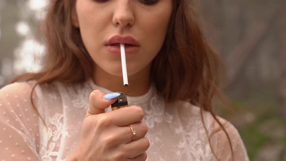 The Bride with a Lighter and a Cigarette