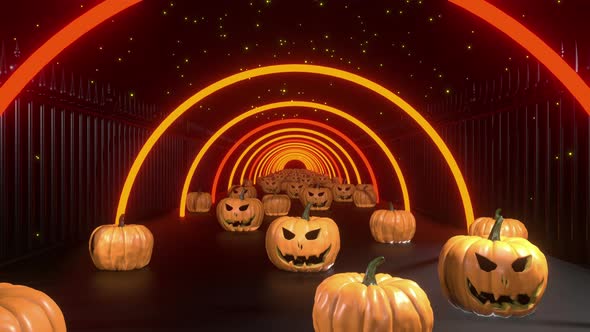 Halloween Pumpkin Fence 01 4k