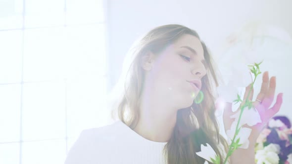 Young Beautiful Girl in White Decor