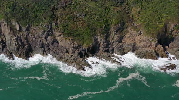 Drone fly over over sea coastline