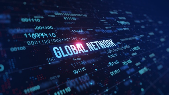 Global Network Digital Binary Code Background