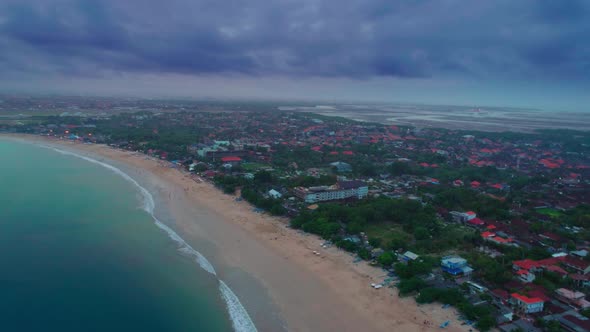 Top view of the ocean in the evening