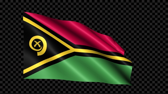 Vanuatu Flag Blowing In The Wind