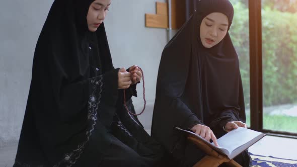 Asian Muslim Woman Praying and Prostrating at Home 07