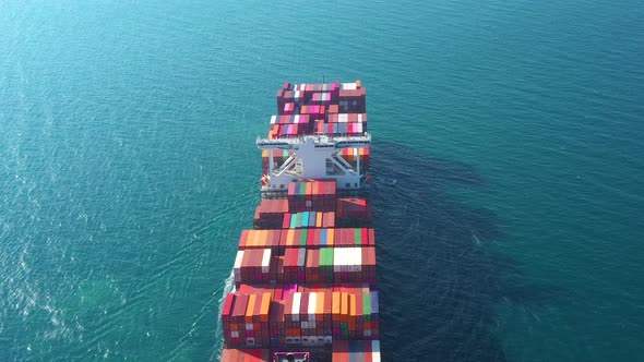 Aerial view from drone of Container , container ship in export and import business and logistics.