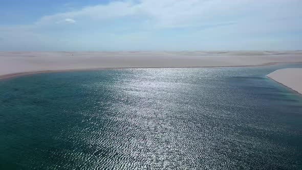 Brazilian landmark rainwater lakes and sand dunes. Lencois Maranhenses Brazil.