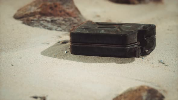 Old Rusty Fuel Canister in the Desert alt