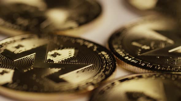 Rotating shot of Bitcoins 