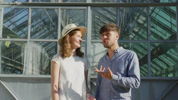 Couple talking and laughing