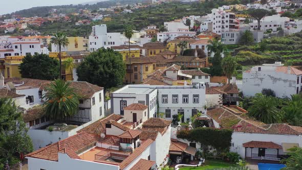 View on a typical spanish town, Icod de los Vinos, on the island of Tenerife, Spain, with luxurious