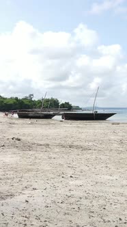 Tanzania  Vertical Video of Low Tide in the Ocean Near the Coast of Zanzibar Slow Motion