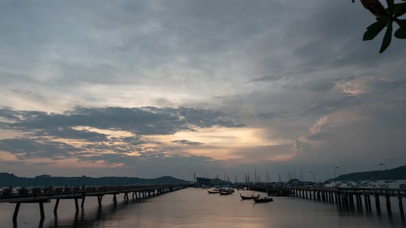 Time Lapse Sunrise Above Chalong Pier.