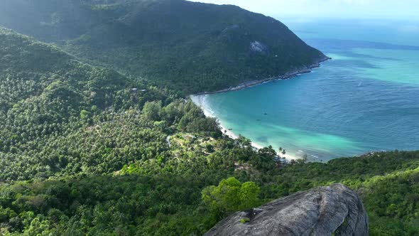 Aerial View of Bottle Beach and Viewpoint in Koh Phangan Thailand