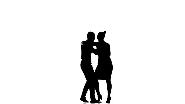 Social Latino Dancers in Action on White, Silhouette