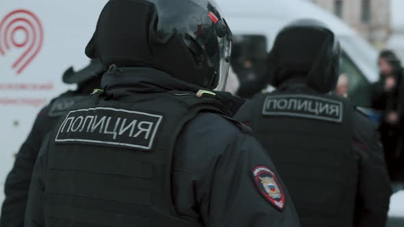 Police in Russia During Protests Demonstrations