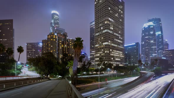 Time Lapse Of Traffic In Downtown Los Angeles