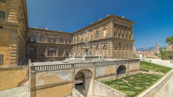 View of Boboli Garden with the Back Facade of Palazzo Pitti Timelapse Hyperlapse