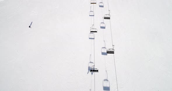 Aerial View of the Ski Resort in Mountains at Winter