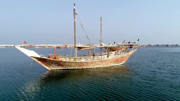 Aerial View Of The Ship Under Sail In The Sea