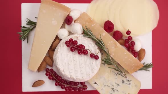 Vertical video: Parmesan, blue cheese and camembert